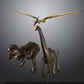 Realistic 3D Render Of T Rex Sauropod And Pterosaur Dinosaurs With Detailed Features