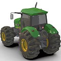 Green John Deere Tractor With Large Tires And Yellow Rims Cab Design Features