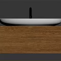 Modern Bathroom Sink Vanity With White Oval Basin Black Faucet And Wooden Countertop
