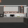 Modern Kitchen Interior Design With Gray Cabinets Countertop And Appliances