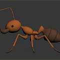 Orange Ant 3D Model in Cartoon Style with Long Legs and Detailed Design