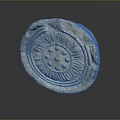 Ancient Stone Circular Relief Carving With Intricate Floral Patterns And Textured Surface