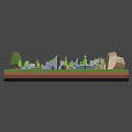 Game Character Exploring 3D Cartoon Scene With Roads Trees And Vehicles