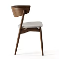 Stylish Wooden Leisure Chair With Soft Gray Cushion And Ergonomic Backrest