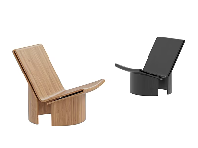 Modern Wooden And Black Leisure Chairs With Ergonomic Sleek Design Structure 3d model