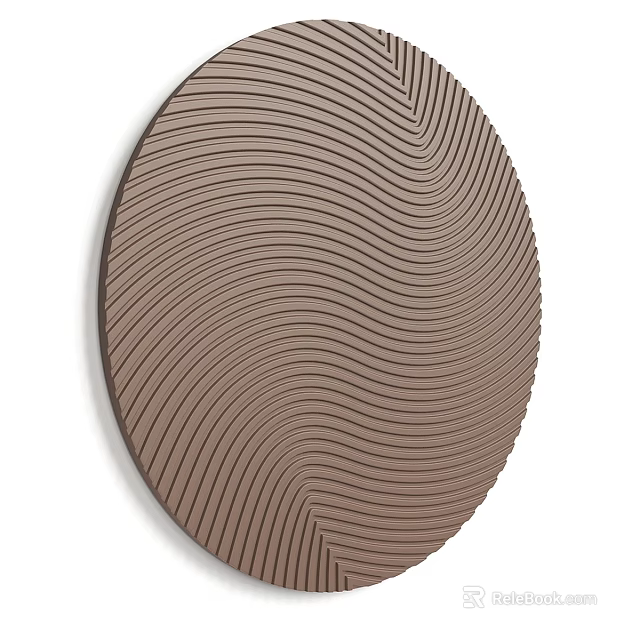 Circular Wall Decor With Wavy Line Pattern In Neutral Tone 3d model