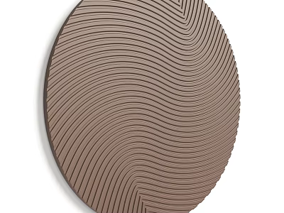 Circular Wall Decor With Wavy Line Pattern In Neutral Tone 3d model