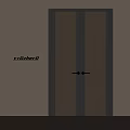 Modern Brown Textured Double Doors With Dark Frame And Golden Handles