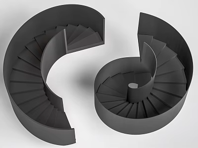Modern Black Spiral Staircase Interior Design With Sleek Curved Steps And Architectural Structure 3d model