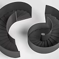 Modern Black Spiral Staircase Interior Design With Sleek Curved Steps And Architectural Structure 3d model