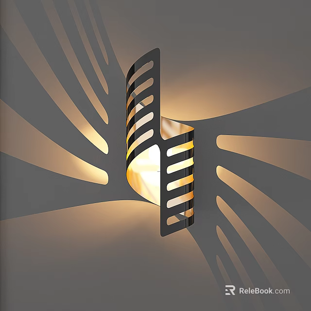 Modern Black Striped Wall Light With Radiant Shadows And Warm Glow For Interior Decor 3d model 