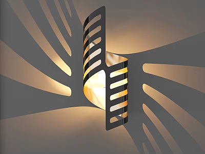Modern Black Striped Wall Light With Radiant Shadows And Warm Glow For Interior Decor 3d model