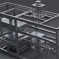 Automated Industrial Equipment With Metal Frame Conveyor Belt And Mechanical Parts
