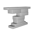 Modern Silver Stacked Console Table With Sleek Step Like Structure Design 3d model