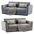 Cozy Two Seater Sofa Interior Design With Decorative Pillows And Throw Blanket