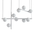 Modern Chandelier With Golden Cross Frame And White Glass Ball Shades For Interior Decor