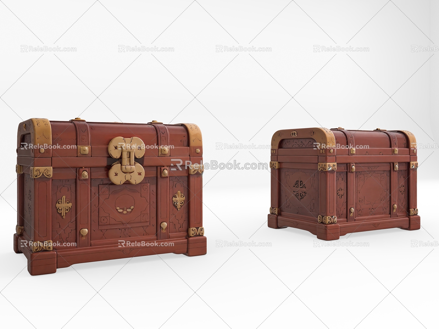 Middle Ancient Treasure Box Retro Treasure Box Modern Retro Leather Box Wooden Box Treasure Box Retro Storage Box 3d model