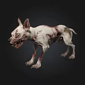 Undead Zombie Dog With Bloodstained Body Open Wounds And Sharp Teeth