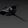 Black and White Manta Ray Featuring Unique Pattern and Long Tail in Blue Water