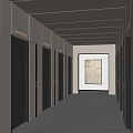 Modern Elevator Hallway Interior Design With Silver Doors Lighting Sleek Walls And Artwork 3d model