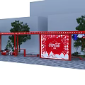 Coca-Cola Outdoor Display With Red Canopy Snowflake Decorations Polar Bear Figure And Balloons