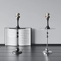 Stylish Modern Side Table With Metal Base Spherical Decorations And Figure Head Accent