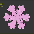 Snowflake Shaped Transparent Sculpture with Symmetrical Geometric Patterns and Blue Reflection at the Bottom