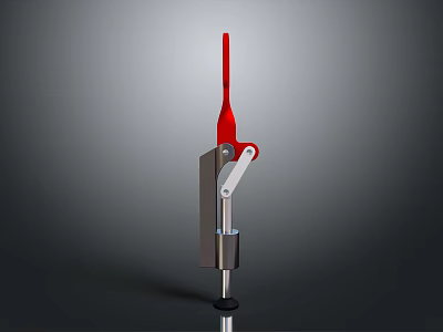 Red And Silver Metal Weapon With Long Red Barrel And Black Base Structure 3d model