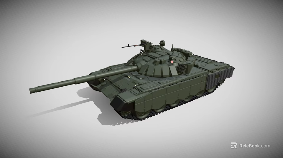 Green 3D Rendered Military Tank With Cannon Turret And Tracks 3d model 