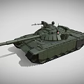 Green 3D Rendered Military Tank With Cannon Turret And Tracks