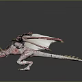 Fantasy Dragon With White And Red Wings In Flying Pose