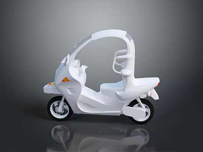 White Electric Compact Motorcycle With Enclosed Front Single Seat Modern Design 3d model