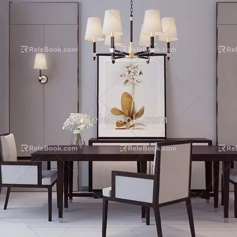 Dining table and chair combination 3d model