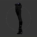 Gray Shorts With Gray Leggings And Black Knee High Boots With Purple Belt