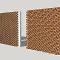 Brown Woven Texture Decorative Walls With White Frames Arranged In A Row 3d model
