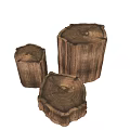 Natural Stone Wood Tree Stumps With Rustic Texture For Decorative Use 3d model