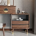 Elegant Modern Wooden Dressing Table with Round Mirror Drawers and Matching Stool