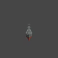 Detailed Military Battleship With Turrets Mast And Red Hull Structure