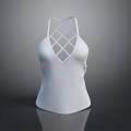White Camisole Top With Stylish Crisscross Diamond Lattice Back Design