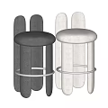 Contemporary Bar Stools With Upholstered Gray Beige Seats And Metal Ring Base Design