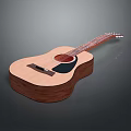Acoustic Guitar With Wooden Body Six Strings And Natural Wood Finish