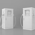 Modern White Electric Vehicle Charging Stations With Digital Screens And Cables