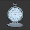 Open Pocket Watch With Roman Numerals And Blue Dial On Black Background