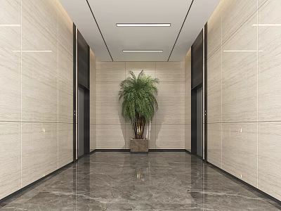 modern elevator hall elevator 3d model