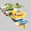 Colorful Cartoon Style Toy Vehicles Featuring Green Orange Blue Designs And Wheels