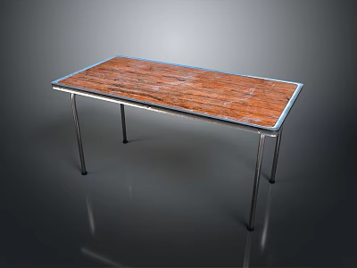 Modern Functional Desk With Wooden Tabletop And Metal Frame For Workspace Use 3d model