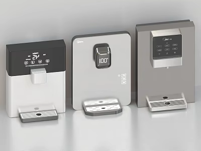 Modern Kitchen Appliances With Three Designs Black White Gray And Digital Displays 3d model