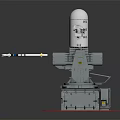 Weapon System Featuring White Cylindrical Component Gun Barrel And Red Circular Ring On Square Base