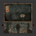 Vintage Open Luggage Trunk With Weathered PARGO TELL Labels And Old Design