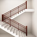 Wooden Stair Railing With Carved Patterns And Dark Brown Finish For Indoor Stairs